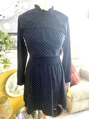Ladies Polka Dot Short Elasticated Dress Size Top Shop ruffle