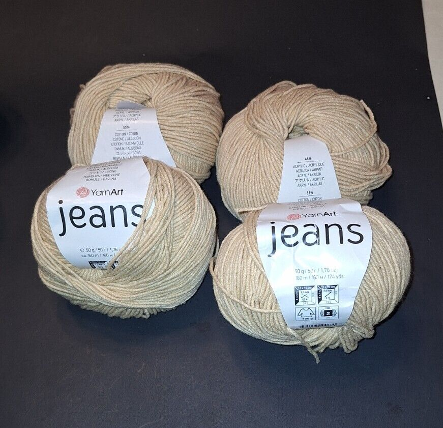 Jeans Sport Yarn by YarnArt 55% Cotton 4 Skeins light gold 200 gr total-image