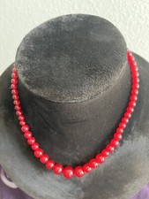 Carnelian Necklace Round Red 13.5mm To 6.5mm Diameter 16 Inches 40g
