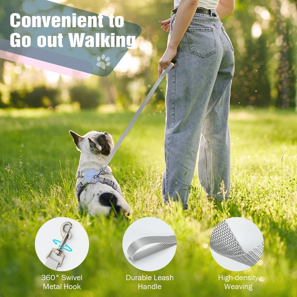 Dog Harness with Leash Set, X-Frame No Pull Pet Harness, Adjustable Choke Free D