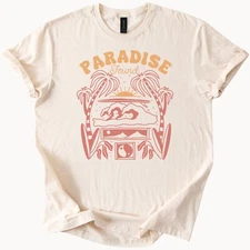 Paradise Found Tee Beach Vibes Palm Tree Graphic TShirt