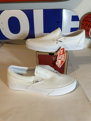 Vans Classic Slip-On True White/White Canvas Shoes Size