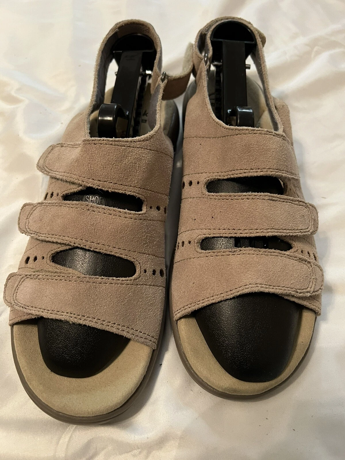 Clarks Collection Sandalo Donna Taglia 8 Beige Sabbia Scamosciato Imbottito Regolabile