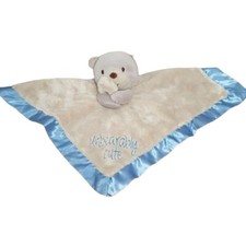 Baby Starters Teddy Bear Lovey Security Blanket Rattle Unbearably Cute Blue Tan
