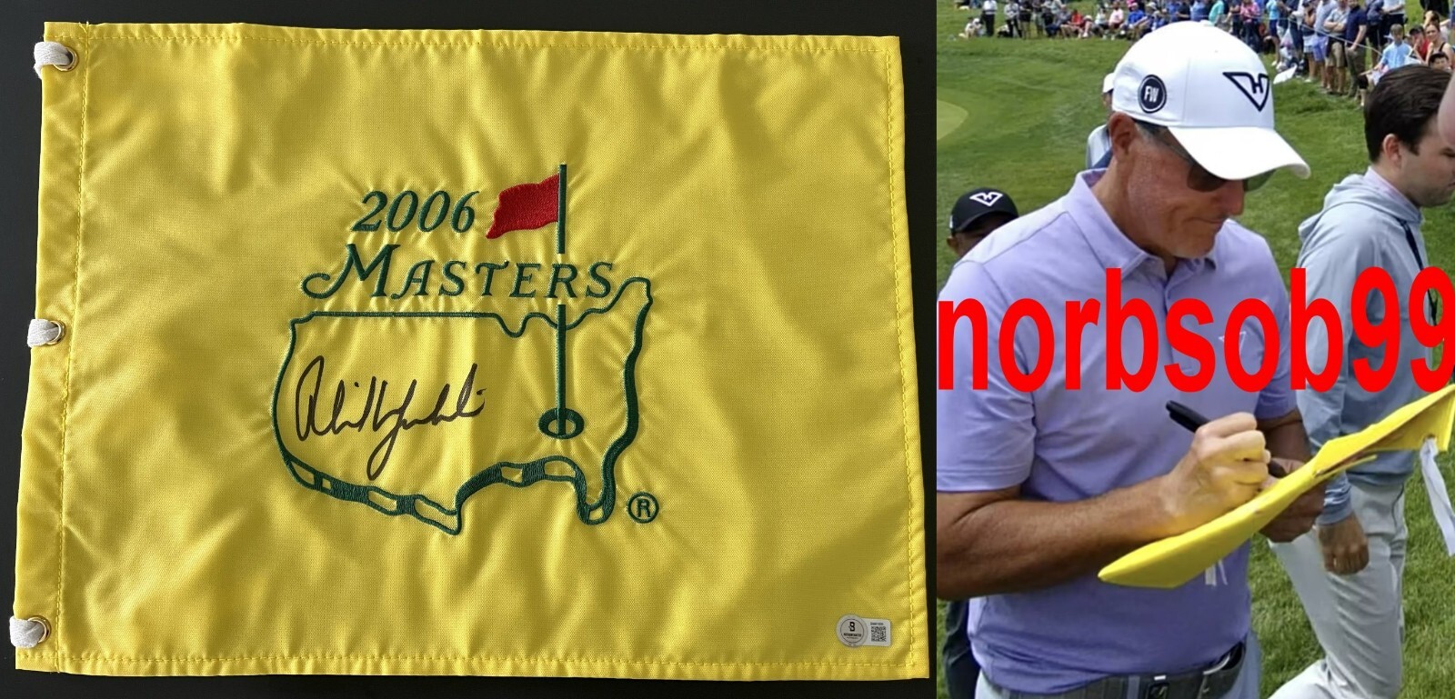 Phil Mickelson Autographed Signed 2006 MASTERS PIN FLAG w/EXACT VIDEO PROOF & BECKETT COA 