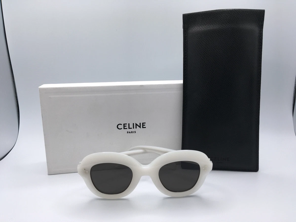 Celine CL 41445 Women s White Frame Grey Lens Square Sunglasses