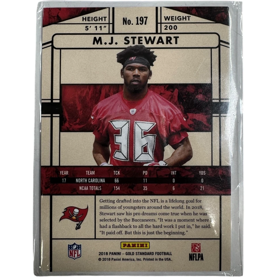 2018 Panini Gold Standard M.J. Stewart RC 41/99 Buccaneers Rookie Card #P2 - Image 2 of 3