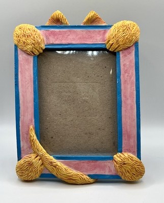 VTG 3D Resin Cat Hiding Behind Photo Frame Shadowbox Kitsch Whimsical 90s