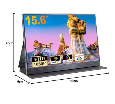 Portable Monitor 15,6 Zoll Tragbarer Mobiler IPS Bildschirm FHD 1920x1080