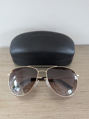 Ferragamo Gold Aviator Sunglasses SF157S 717 Made In Italy w Case 60[]15