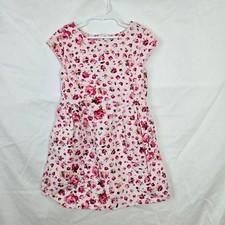 GAP Kids Girls Light Pink Rose Print Cap Sleeve Flit  Flare Midi Dress Small