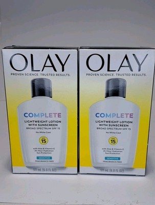 X2 Olay Complete Daily Moisturizer SPF 15 Broad Spectrum Sunscreen Sensitive 6oz