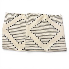 Coastal Style Set of 2 Navy Blue White Decorative Throw Pillow Covers 18x18