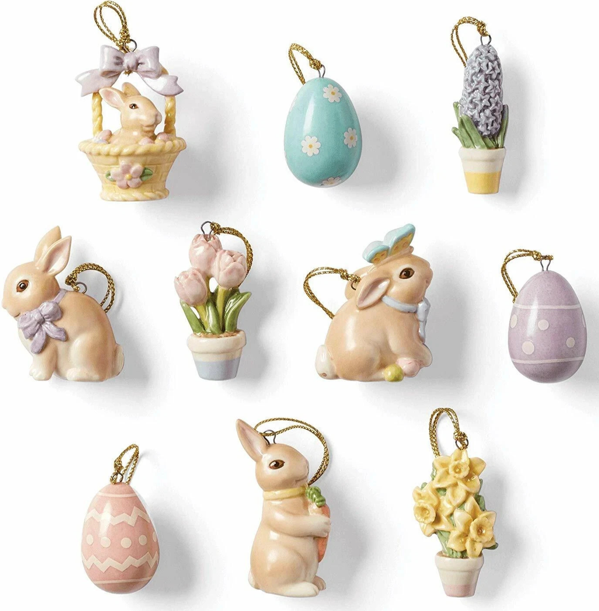 Lenox Easter Celebration 10-PC Mini Ornament Set Eggs Bunnies