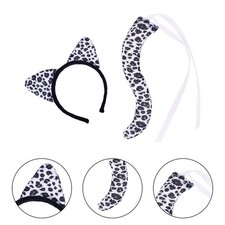 Black Leopard Ears and Tail Cosplay Headdress Roles Play Children Animal