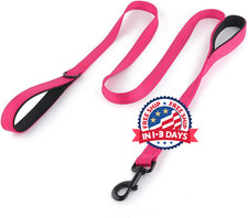 Correa para perros de doble asa de 1,8 m de largo, acolchada con dos asas