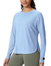 UPF 50 Sun Protection Long Sleeve Shirts for Outdoor Hiking Quick Dry, Blue