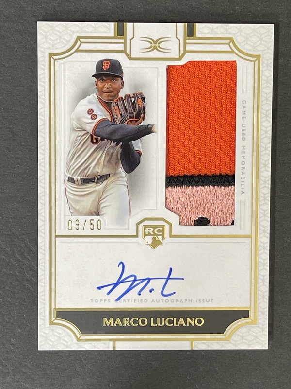 2024 Topps Definitive Collection Marco Luciano Relic Patch Auto 09/50