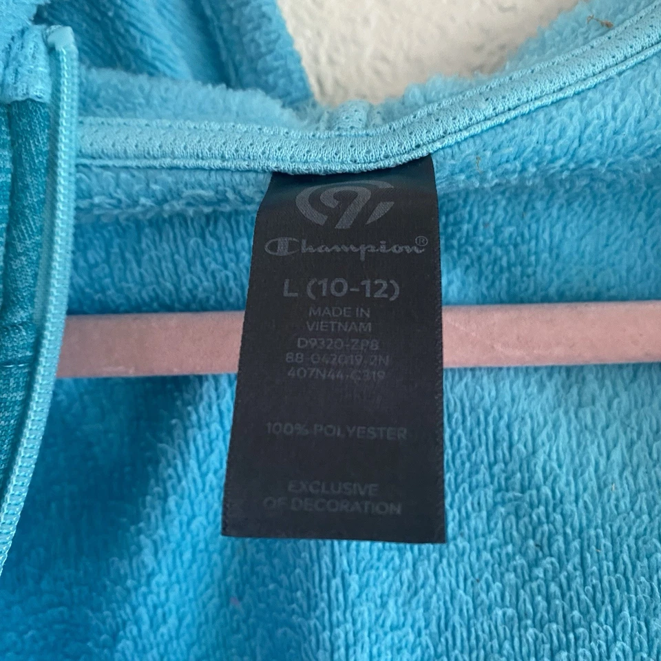 Chaqueta Champion Girls verde azulado con cremallera completa forrada de vellón niños talla Lg 10-12 Foto 3 de 4