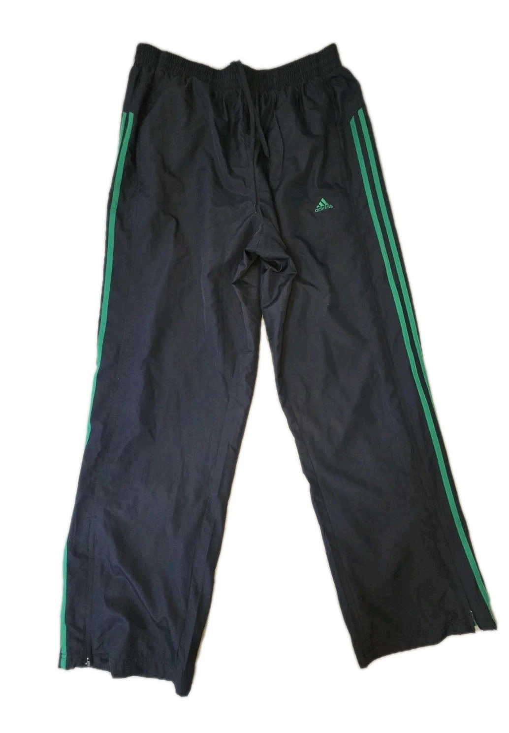 Vtg Adidas Pants Men L Navy Green Three Stripes Windbreaker Track Zip Leg Y2K