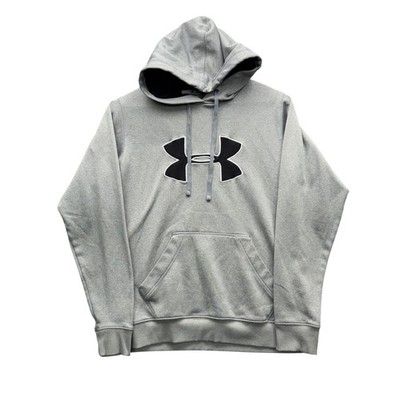 Under Armour Hoodie Men's M Gray Logo Sweatshirt Pullover Athletic Casual