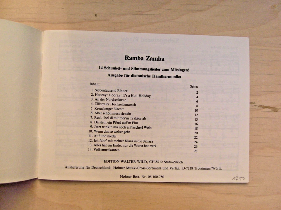 Alte Partitions Ramba Zamba Diatonique Harmonium 14 Chansons de Stimmungslieder - Photo 4/4