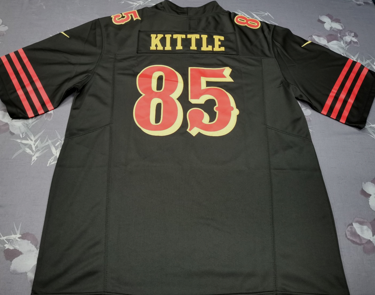 George Kittle #85 49ers FUSE Rivalries Black Sewn Stitched Jersey
