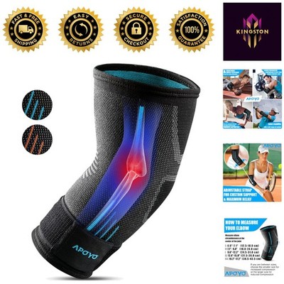 Pain Relief Elbow Compression Sleeve for Tendonitis & Tennis Elbow - Large Size