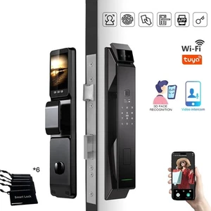 Tuya WiFi 3D Visage Smart Door Lock Doigtprint Carte de Mot de passe App Serrure numérique