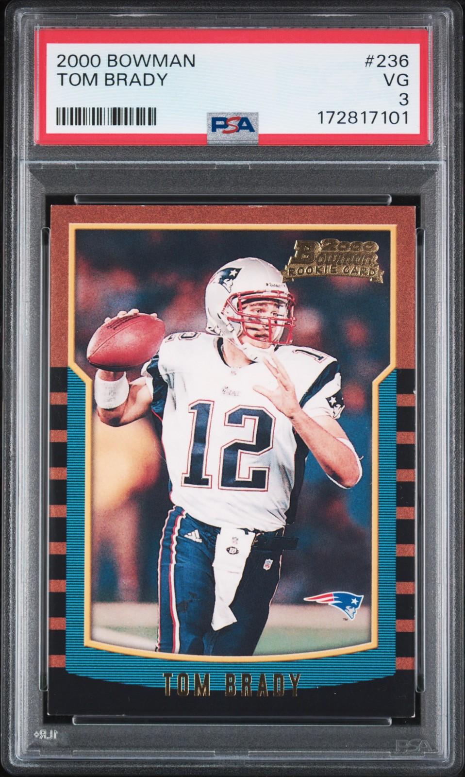 2000 BOWMAN #236 TOM BRADY ROOKIE RC PSA 3