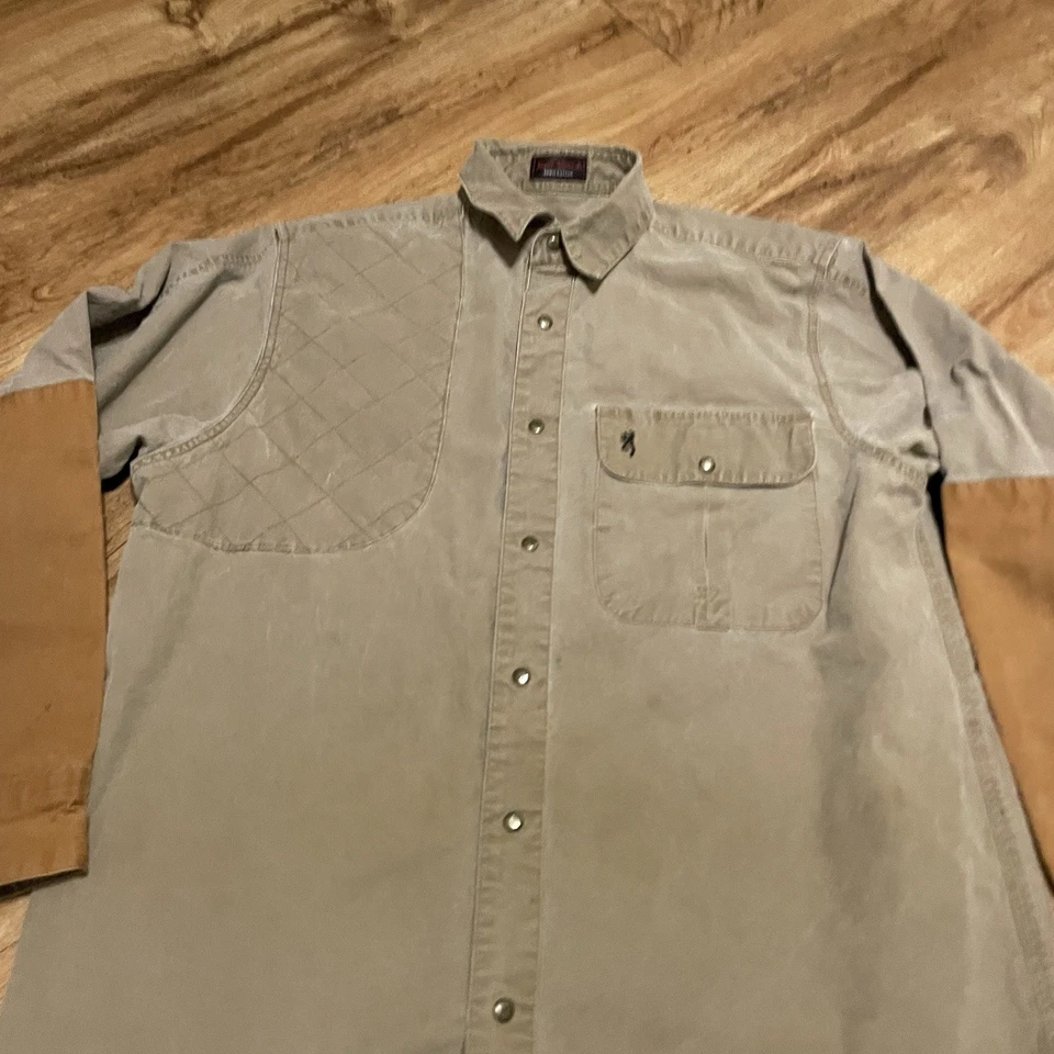 Browning Super Naturals Shirt Hunting Brown Men Large Shooting Shoulder Pad - Image 3 of 4