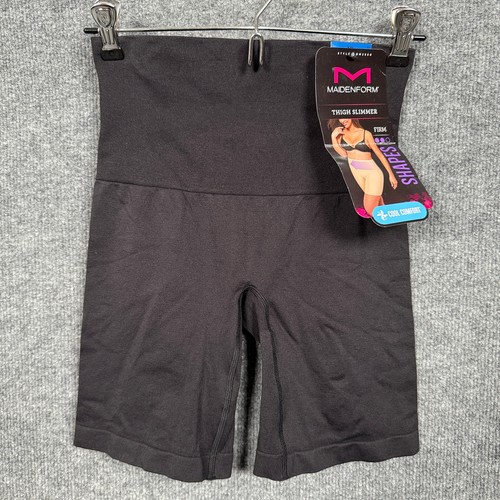 New Maidenform XL Thigh Slimmer Shapes Cool Comfort Black Nylon Blend Stretch