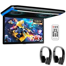 17.3" Ultra-Thin FHD 1080P Car Overhead Monitor w/ HDMI IR Headphones No DVD