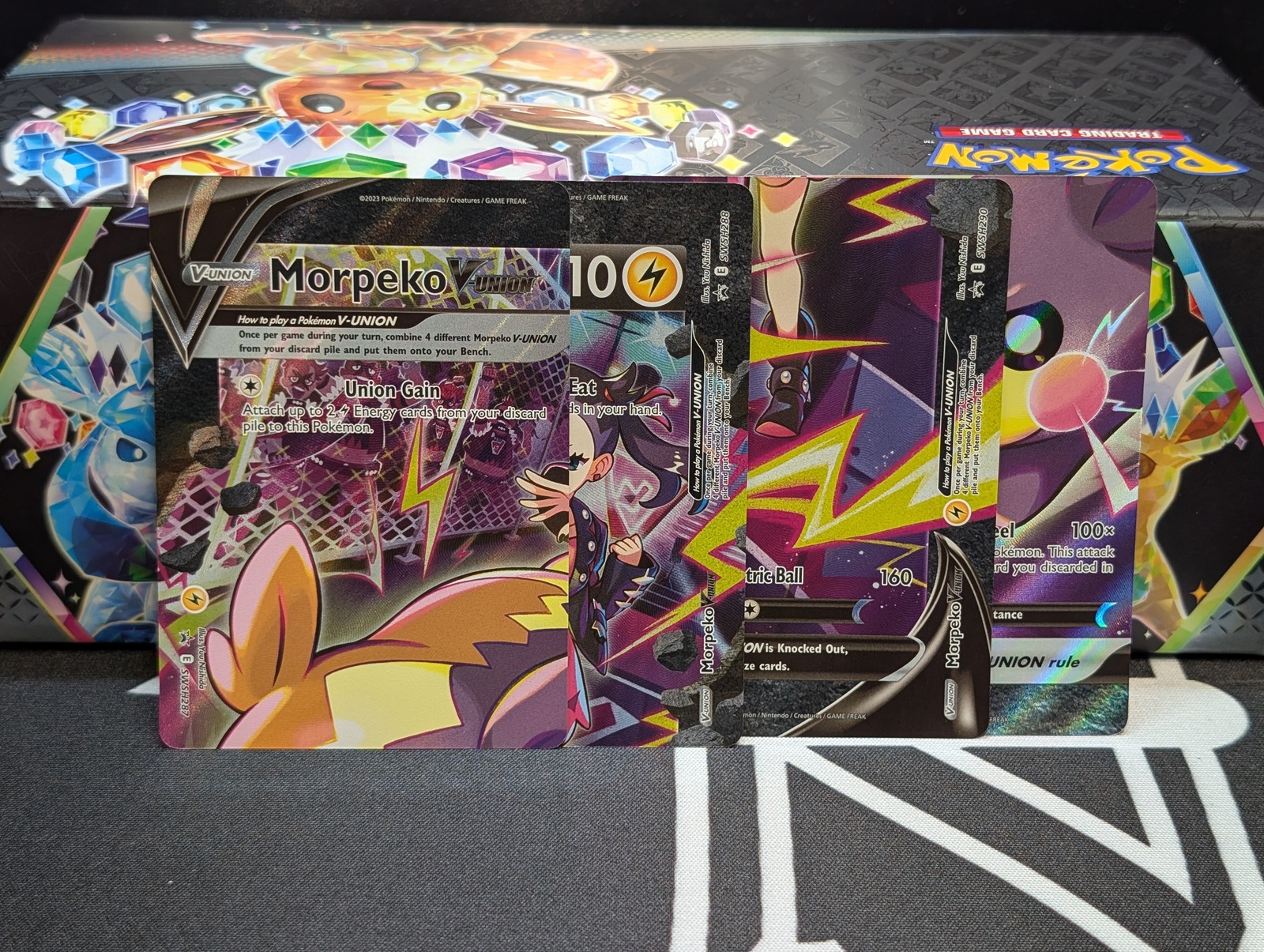Morpeko V-Union 4 Card Set SWSH287 SWSH288 SWSH289 SWSH290 Pokemon TCG NM-LP
