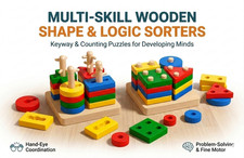 Montessori Wooden Toys for 1-3 Year Old   Wooden Stacking  Shape Sorting Toy