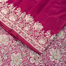 Sanskriti Vintage Soft Pink Pure Silk Sarees Brocade Hand Woven Banarasi 5 Yd