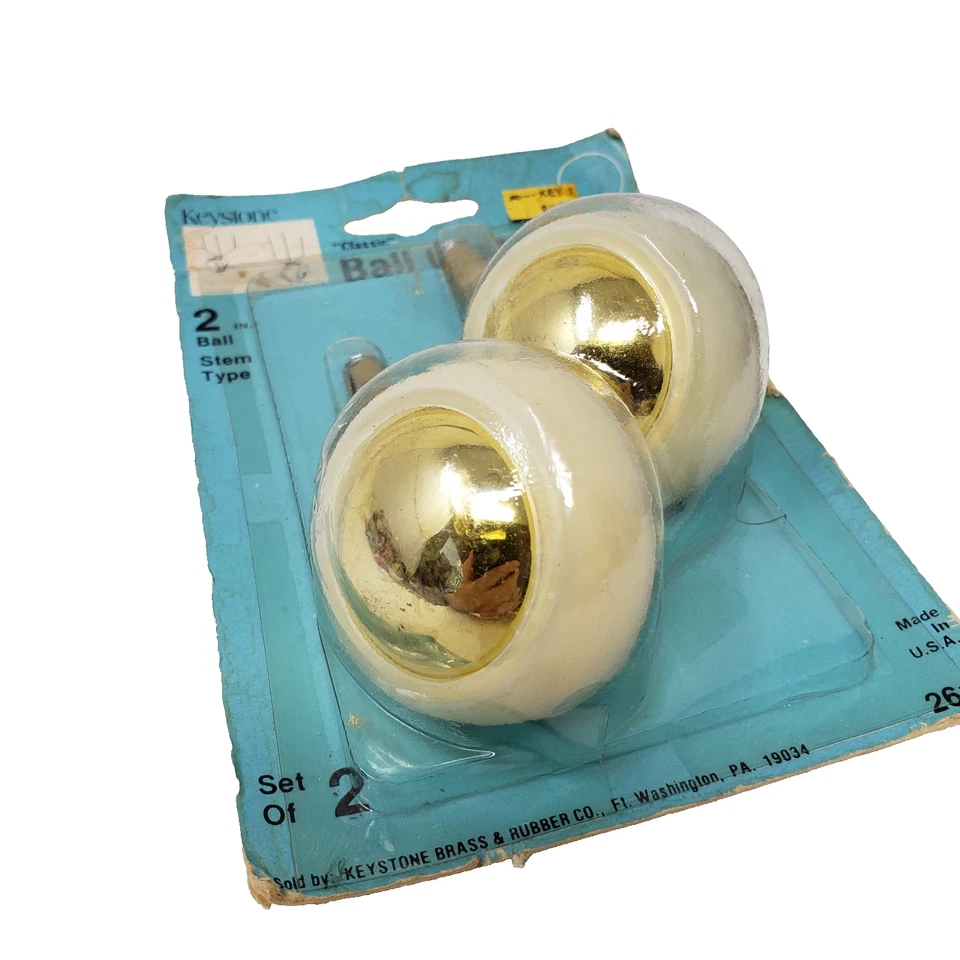 Винтажные латунные шариковые ролики MCM Keystone 2 дюйма набор из 2 стержней тип новые из старых запасов - Изображение 4 из 4