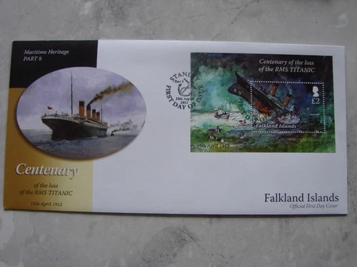 (K56)  FALKLAND ISLANDS 2012 TITANIC MINI SHEET FDC