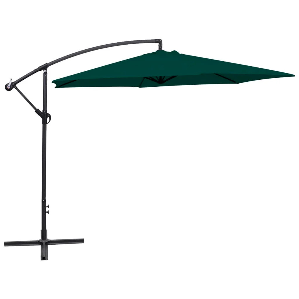 Parasol excentrique 3m vert olive Helloshop26 pour ombrager le salon de jardin familial