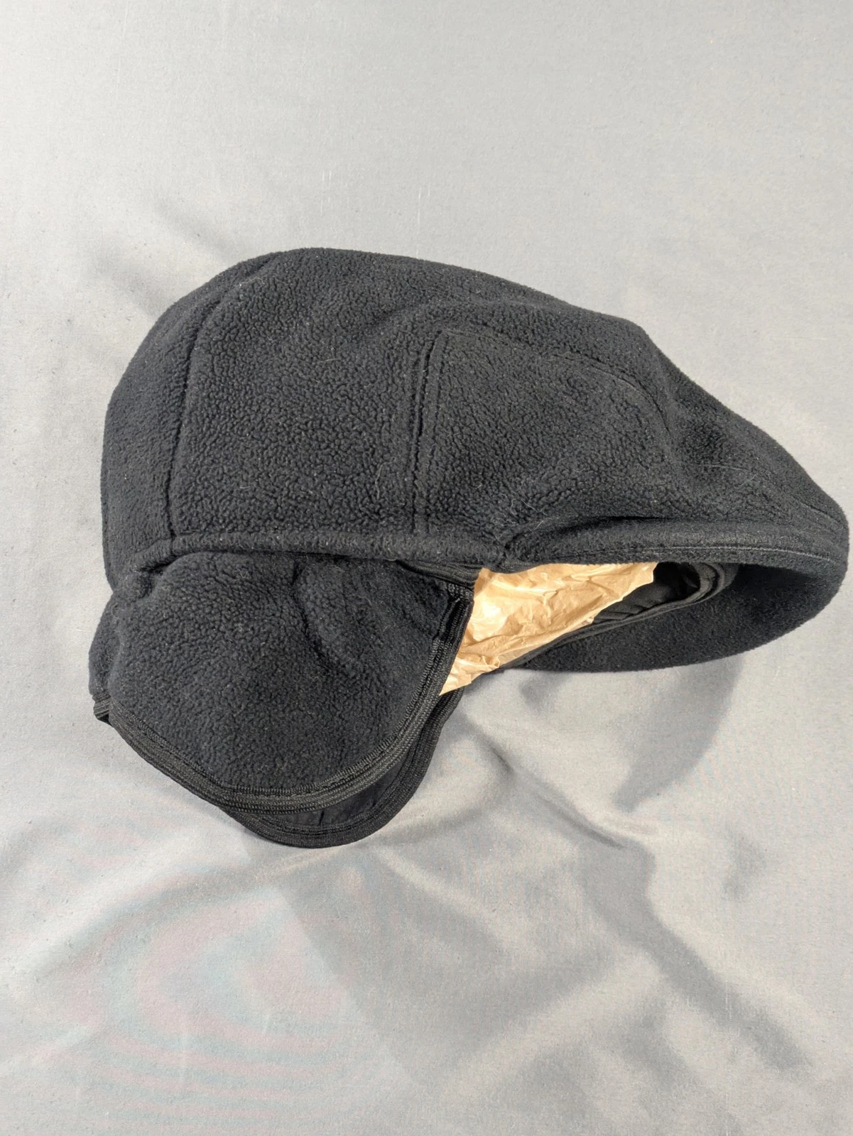 Wigéns Ear Flaps Cap Flat Fitted Mens Black Fleece Warm Winter Newsboy Hat