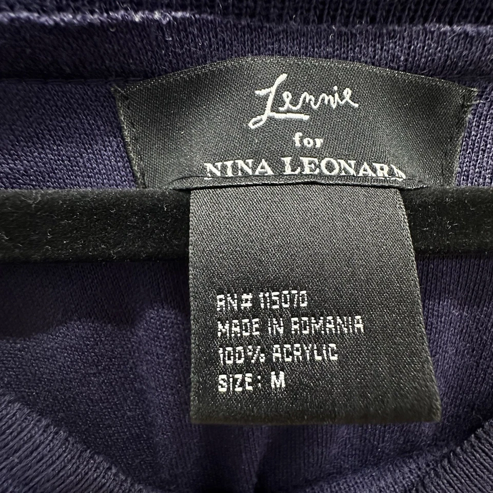 Vestido para mujer Lennie For Nina Leonard ajustado azul marino manga larga talla M Foto 4 de 4