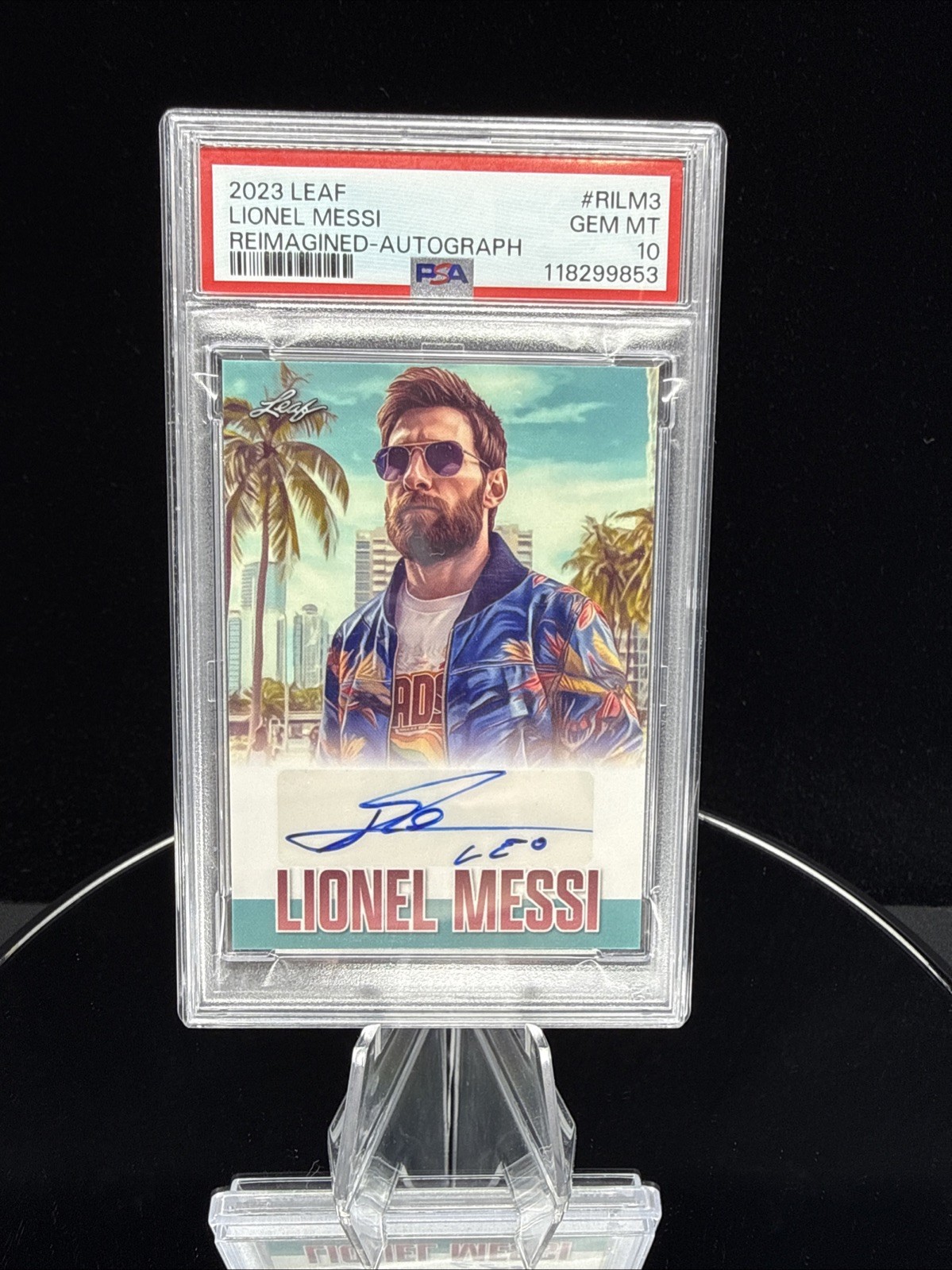 Lionel Messi Auto 2023 Leaf Reimagined Auto /41 #RI-LM3 PSA 10 MIAMI SSP