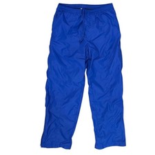Vintage Y2K Old Navy Track Pants Mens M Blue Nylon Lined Drawstring Zip 2000s