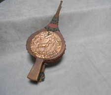 Ancien Soufflet de Cheminée en Bois Cuir plaque cuivre + CHAMOIS