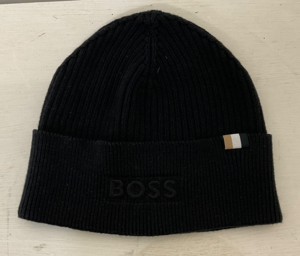 Boss Magico Logo-embroidered Wool Beanie Hat black - FREE SHIPPING - BNWT