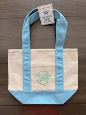 Trader Joe  s Mini Canvas Tote Bag Blue Pastel Reusable With Tags NEW 2026