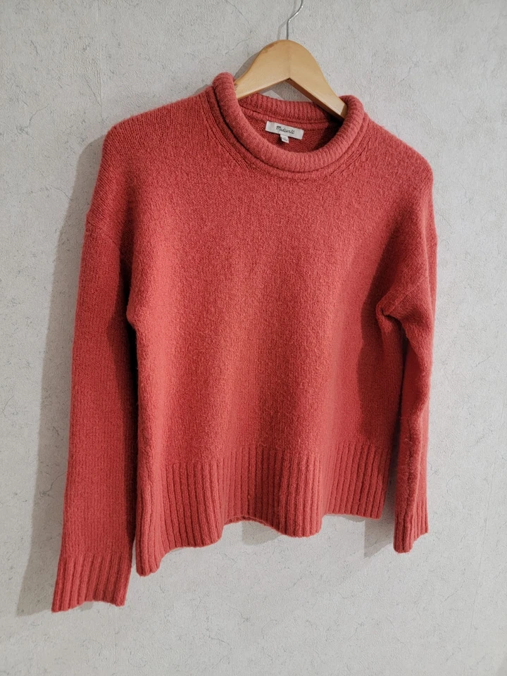 Suéter Madewell Fulton Para Mujer XS Coral Cuello Enrollado Tejido Acogedor Pullover Informal Foto 2 de 4