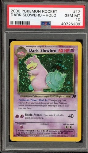 Pokemon Dark Slowbro Team Rocket Unlimited Holo Rare #12 PSA 10 Gem Mint