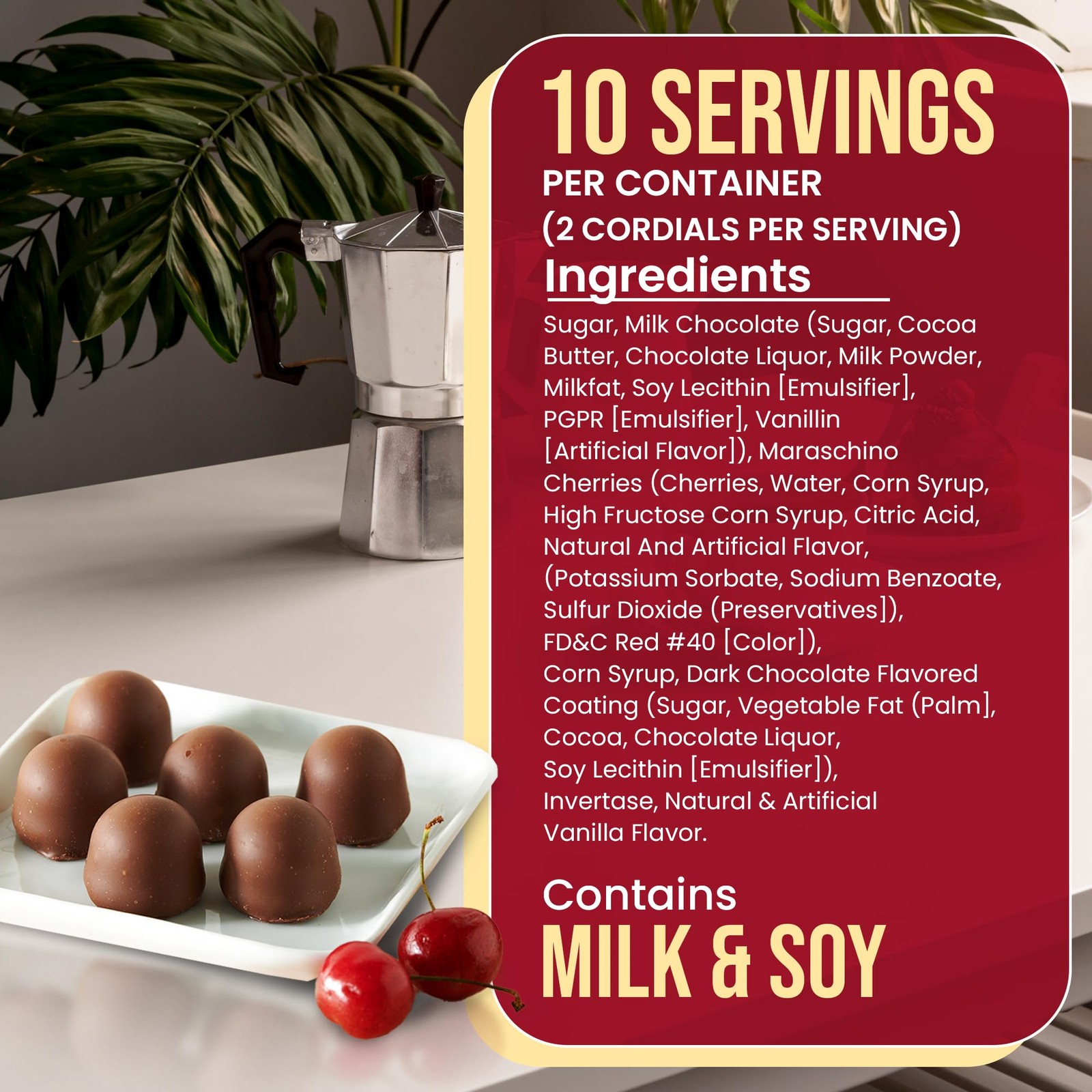 Milk Chocolate Covered Cordial Cherries | 13.2 oz Pack of 2 | 20 Piece Gift B...