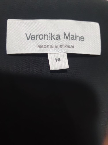 Veronika Maine Size 10 Dress Black V Neck Knee Length Pockets - Foto 7 di 7